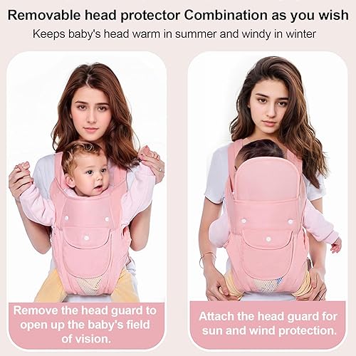 Miniatura 5 de Portabebés 4 en 1 para recién nacidos a niños pequeños, soporte ergonómico ajustable, portátil, convertible, mochila delantera y trasera, para bebés