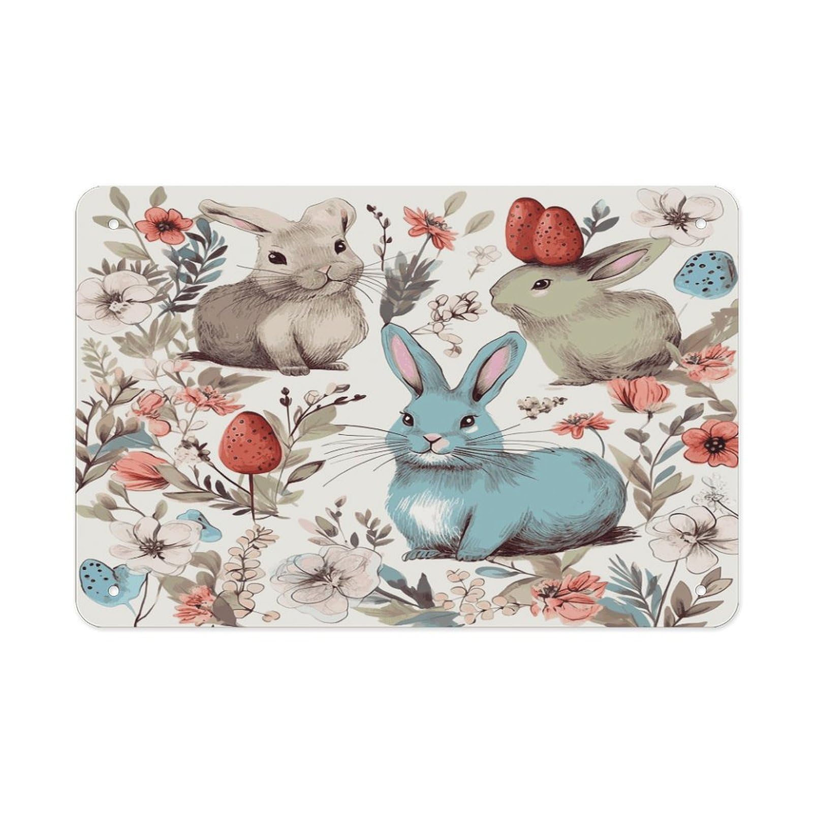 Fodpand Style Flowers Bunnies Birds Wall Art Metal Signs Tin Sign