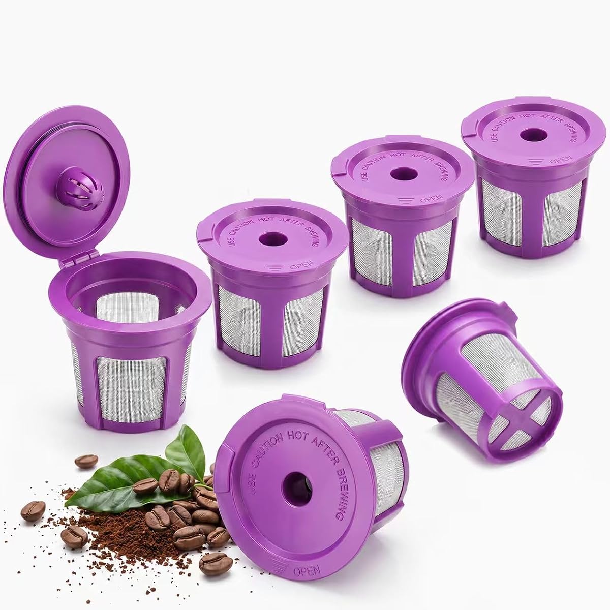 6 Pack Reusable K Cups for Keurig K Classic/K Elite/K Compact/K Latte/K-Mini/K-Select/K Duo/K-Slim, 1 Hole Refillable Coffee Pods Filter Fits Keurig 1.0 & 2.0 SingleStream Brewers