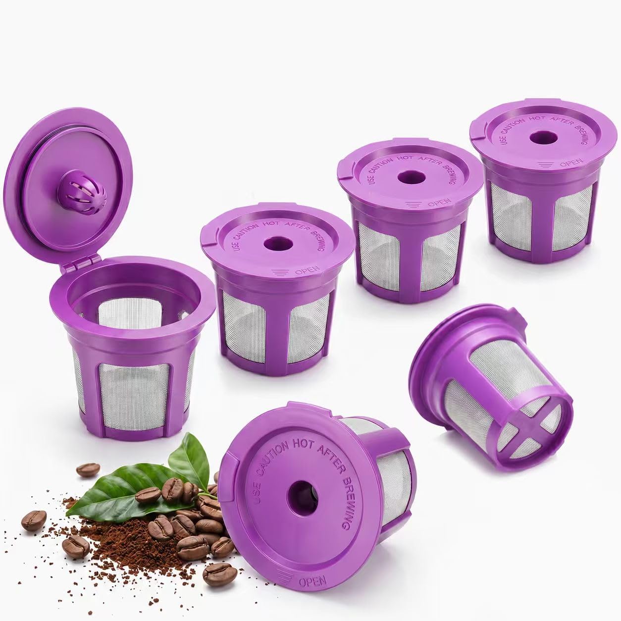 6 Pack Reusable K Cups for Keurig K Classic/K Elite/K Compact/K Latte/K-Mini/K-Select/K Duo/K-Slim, 1 Hole Refillable Coffee Pods Filter Fits Keurig 1.0 & 2.0 SingleStream Brewers