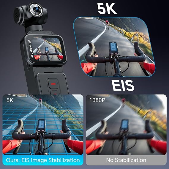 5K Body Camera, Action Vlogging POV Cam with Electric Rotating Lens and Face Tracking, Mini Portable Video Camera with Clip and 64GB TF Card