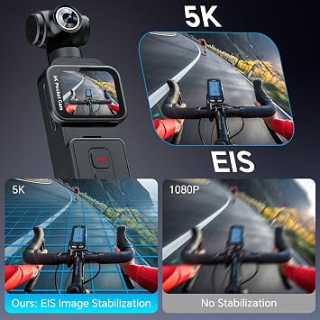 5K Body Camera, Action Vlogging POV Cam with Electric Rotating Lens and Face Tracking, Mini Portable Video Camera with Clip and 64GB TF Card