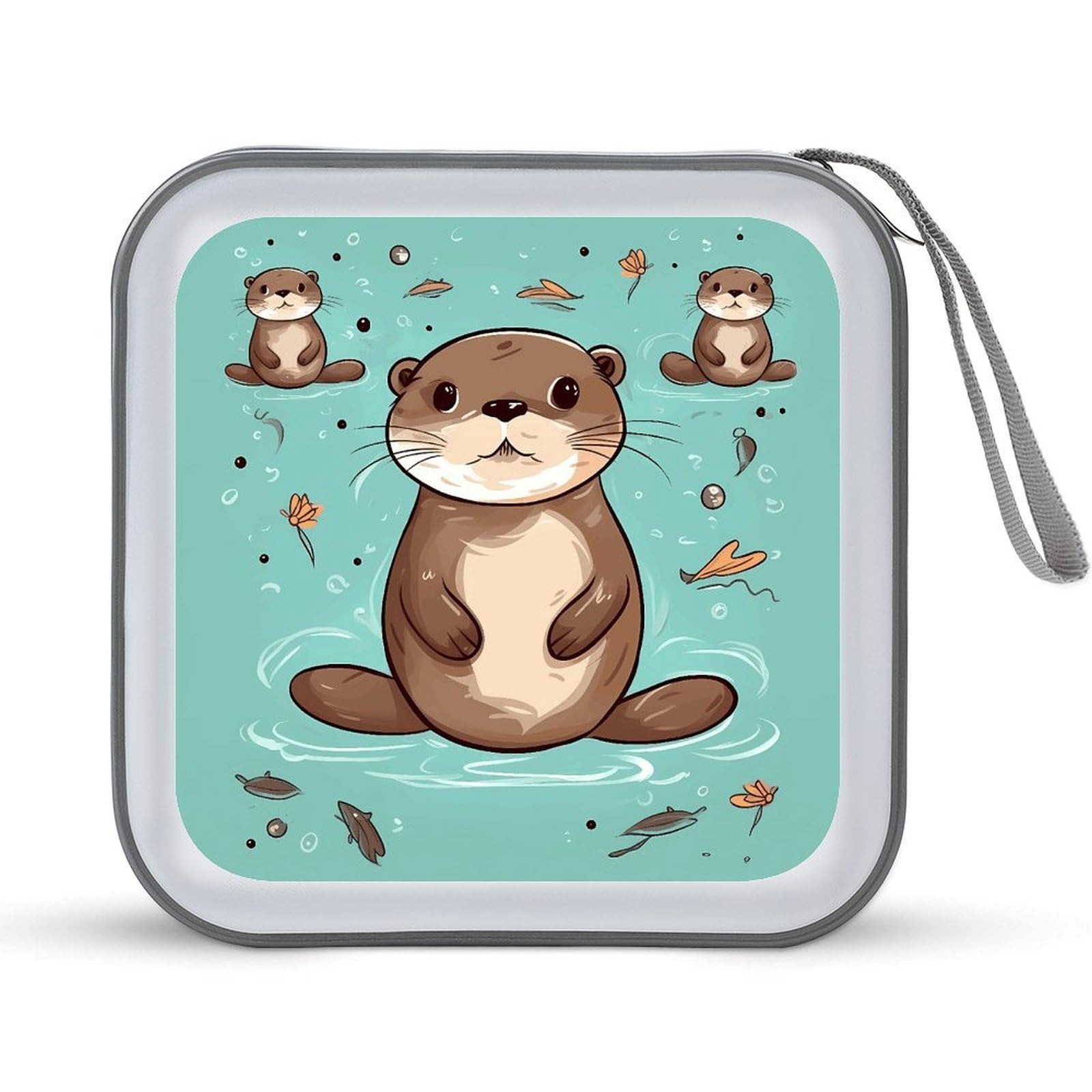 VstaDank Cartoon Cute Otter CD Case DVD Holder Storage Portable Carrying Binder Holder Wallet Large Storage Disc Wallet Bag Hard Plastic DVD Disc Cases Large Media Binder 40 Capacity
