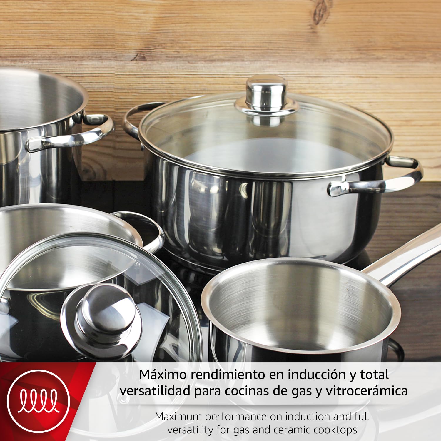 Magefesa - Dux batería de cocina, 7 piezas, fabricada en acero inoxidable 18/10, compatible con todo tipo de fuego, inducción, fácil limpieza y apta lavavajillas