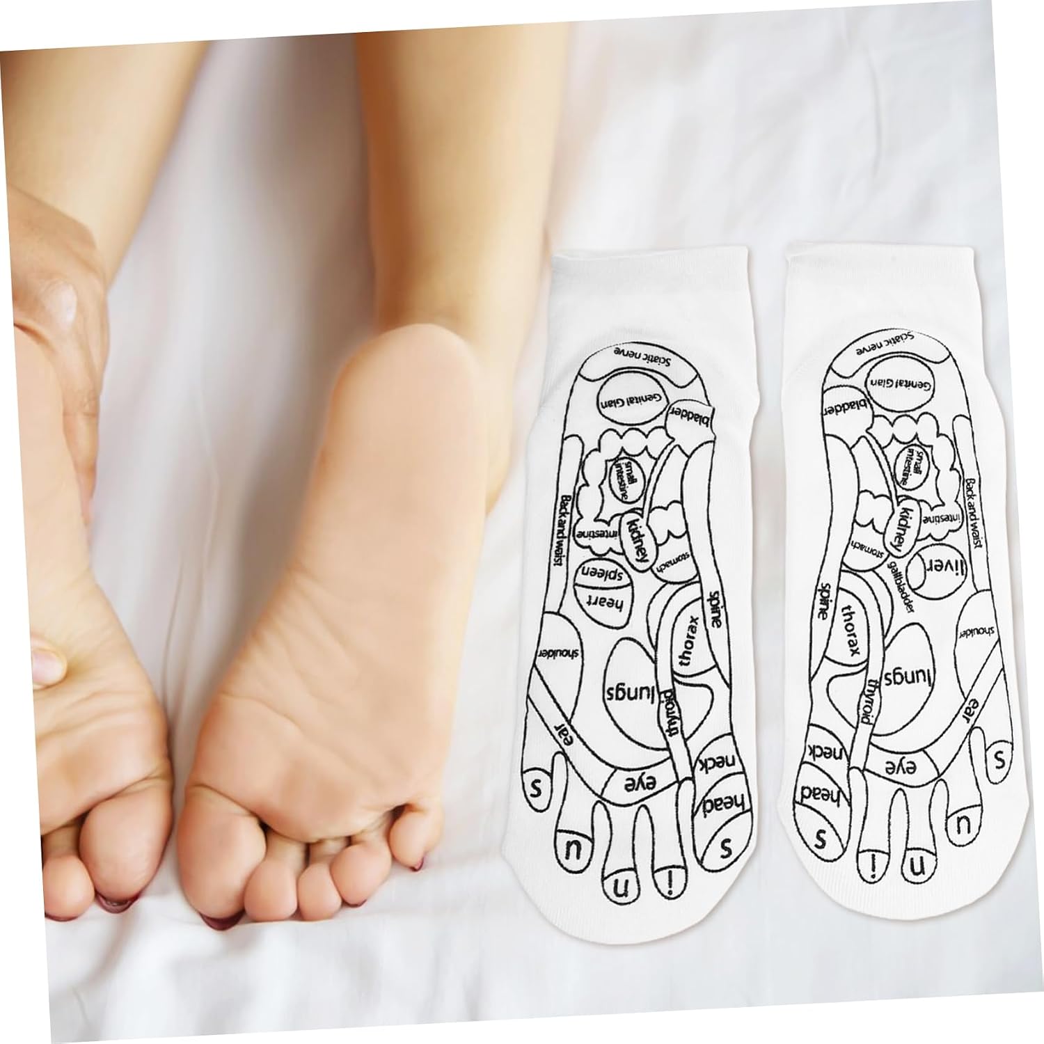 Acupressure Reflexology Socks Gloves Kit Foot Hand Reflexology Tools Acupoint Map for Relief