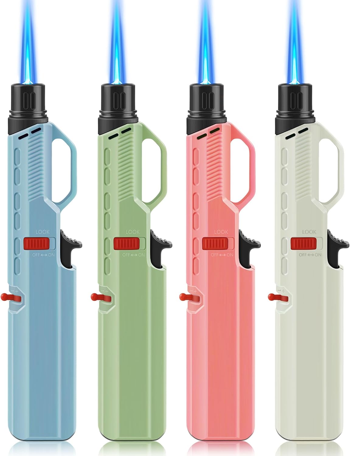 4 Pack of Torch Lighter, Windproof Adjustable Jet Flame, with Safety (NO Gas)