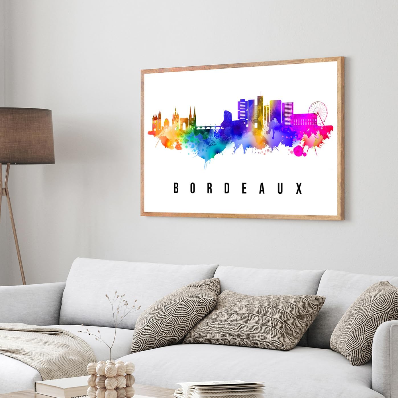 Pera Print France Poster, France-Bordeaux Poster, France Illustration Skyline City Poster, Modern Skyline Poster, Cityscape and Landmark Print, Home-Office Wall Art Decoration