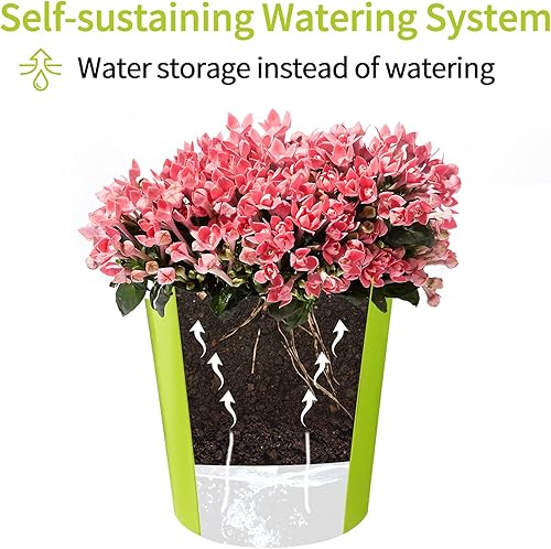 Miniatura 15 de TCBWFY Macetas de riego automático de 4 pulgadas para plantas de interior, 8 juegos de macetas de riego automático con ventana visual de nivel