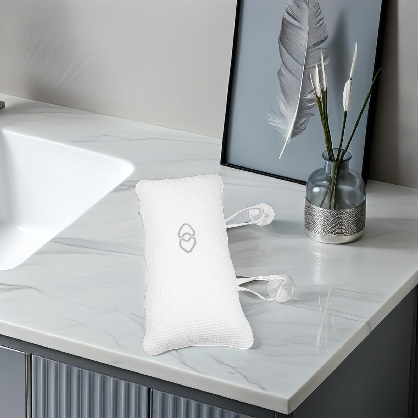 Yardwe 3 pezzi Cuscino da Bagno per Vasca Poggiatesta Ergonomico Antiscivolo con Ventose Supporto Collo Curvo in Tessuto Rapido Asciugatura per Casa Spa e Hotel