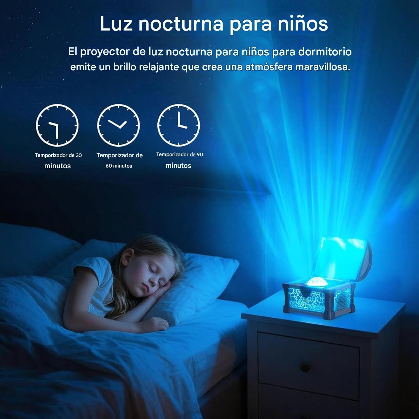 Genérico Proyector De Luz Galáctica Lámpara Regulable | Lámpara Nocturna LED Y Proyector De Habitación Con Temporizador para Mujeres Niños Niñas Mesita de Noche Navidad