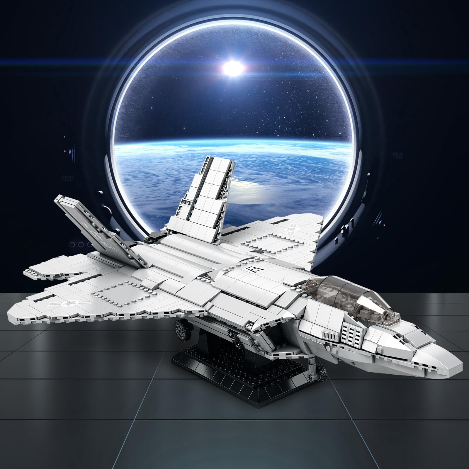JMBricklayer F-22 Raptor Fighter Jet Juego de bloques de construcción, juegos de juguetes de aviones militares, juguetes regalos para niños, adultos y fanáticos militares 60003