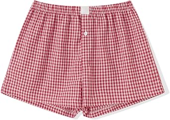Boxer Shorts Y2k Women Plaid Gingham Low Elastic Waist Pajamas Lounge Sleep Pj Checkered Micro Short Pants Bottoms