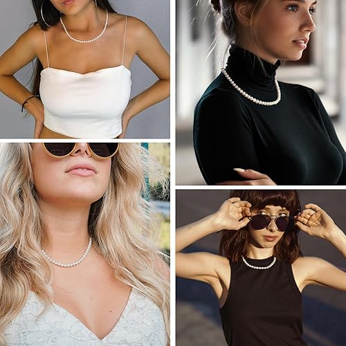 Miniatura 7 de Gargantilla de perlas naturales para mujer, collar de perlas barrocas de agua dulce, cadena cultivada de perlas barrocas cultivadas, chapado en oro