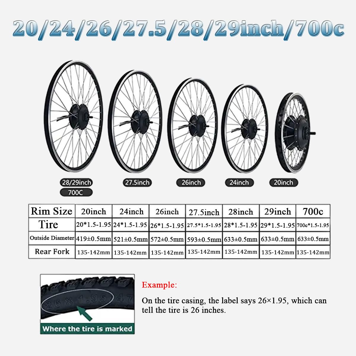 Zestaw do konwersji tylnego koła roweru elektrycznego, 36 V/48 V 500 W Zestaw do konwersji bezszczotkowego silnika przekładniowego do roweru elektrycznego z wyświetlaczem LCD,36V-26inch