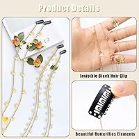 Vista 3 de 4 cadenas trenzadas de cabello de mariposas, joyas para el cabello con diamantes de imitación, pinzas para el cabello de mariposas, accesorios