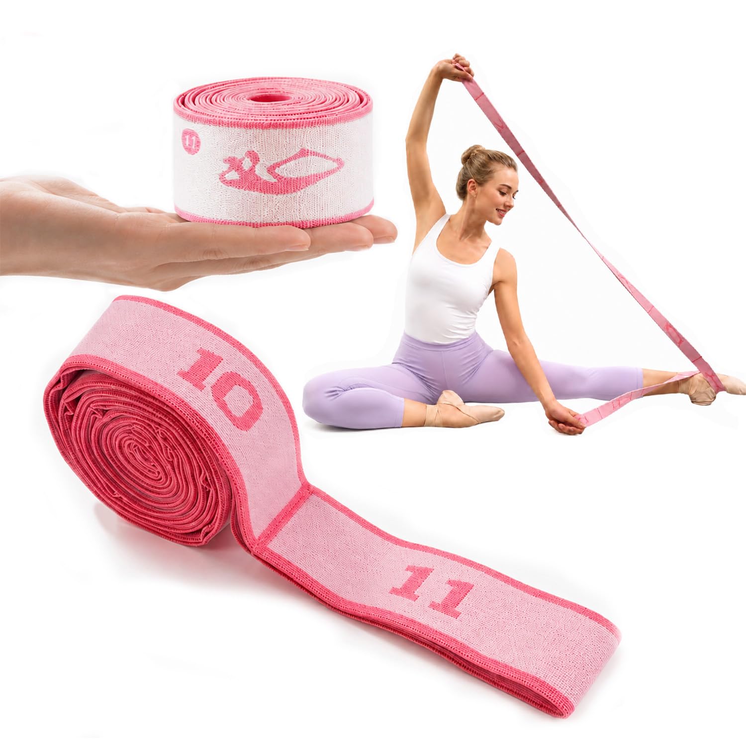 Elastic Yoga Stretching Strap with Loops, Pilates, Ballet, and Physical Therapy Stretching Bands for Flexibility, Leg Stretching, and Exercise - Durable Multi Loop Stretch Band for Dance and Fitness-image-9