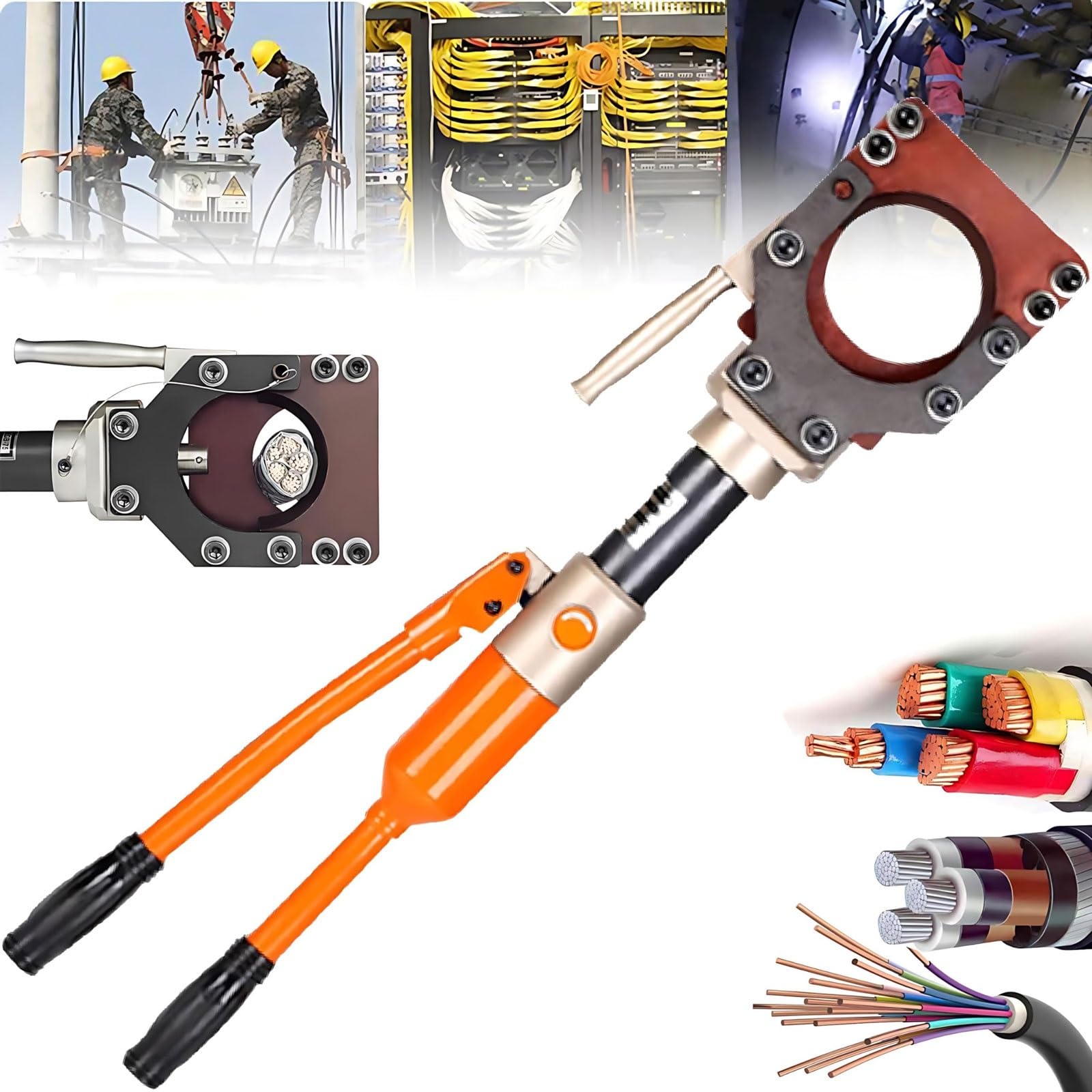 HCZKIUJY Hand Hydraulic Cable Cutter, 8T Heavy Duty Cable Cutting Tool, Hydraulic Cable Scissors Cable Pliers,Hand Operated Crimping Tool (85mm)