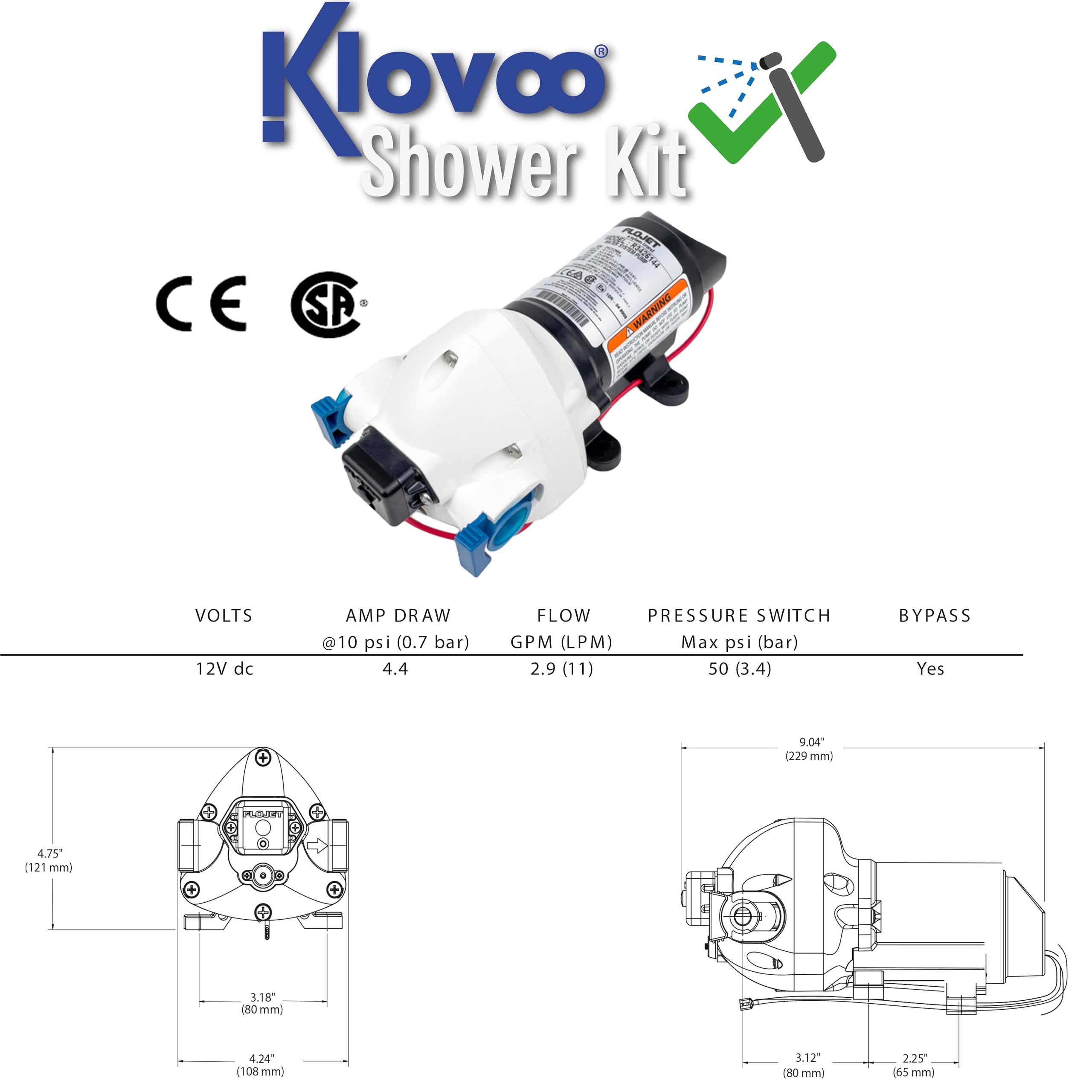 Kit Autoclave Flojet Triplex + Doccetta: Soluzione Completa per Acqua a Bordo per Barca,Camper,Gommone