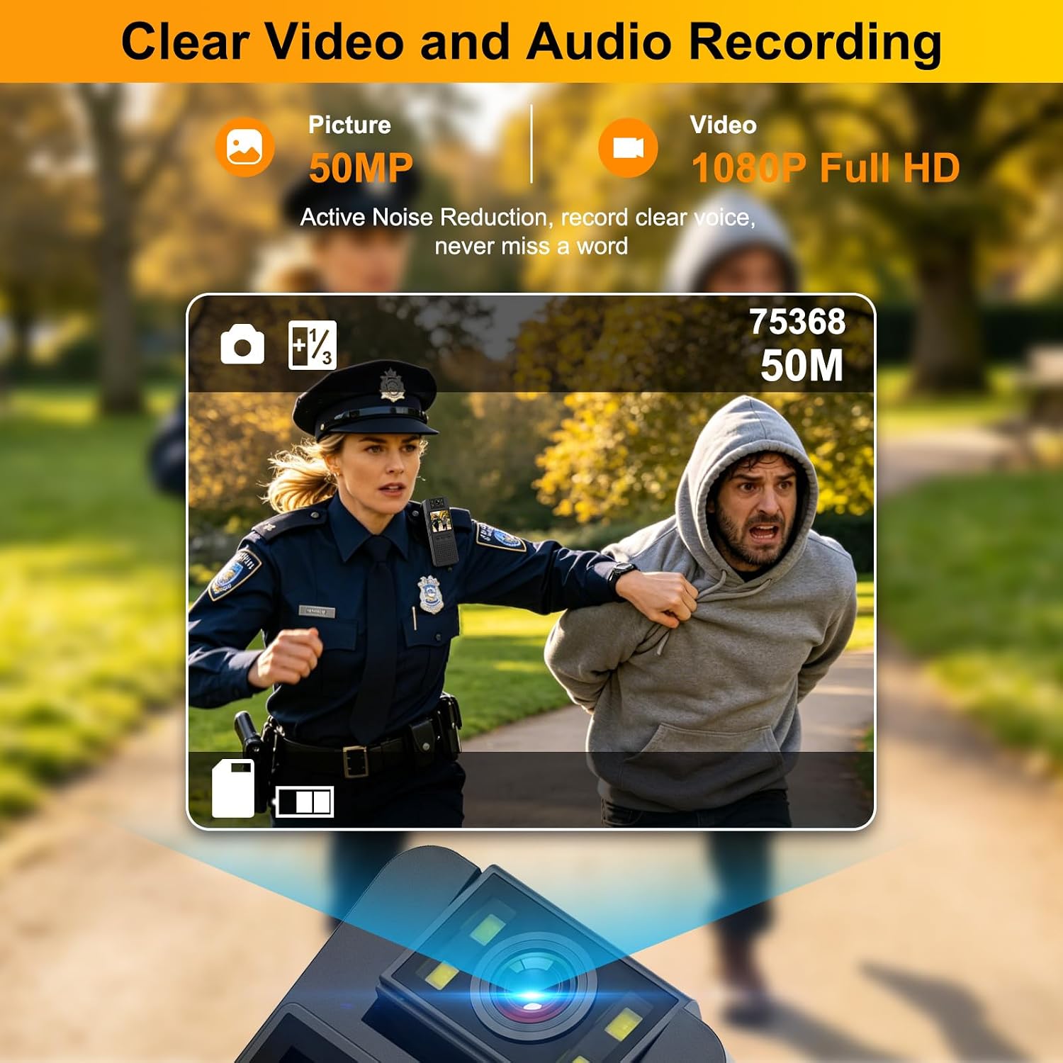 Body Camera with Audio and Video Recording: 64GB Body Cam WiFi Supports, 180° Rotating Lens, 1080P, Night Vision, 7Hr Battery Bodycam, Wearable Pocket Camera for Work, Travel, Pet Walking, Outdoor