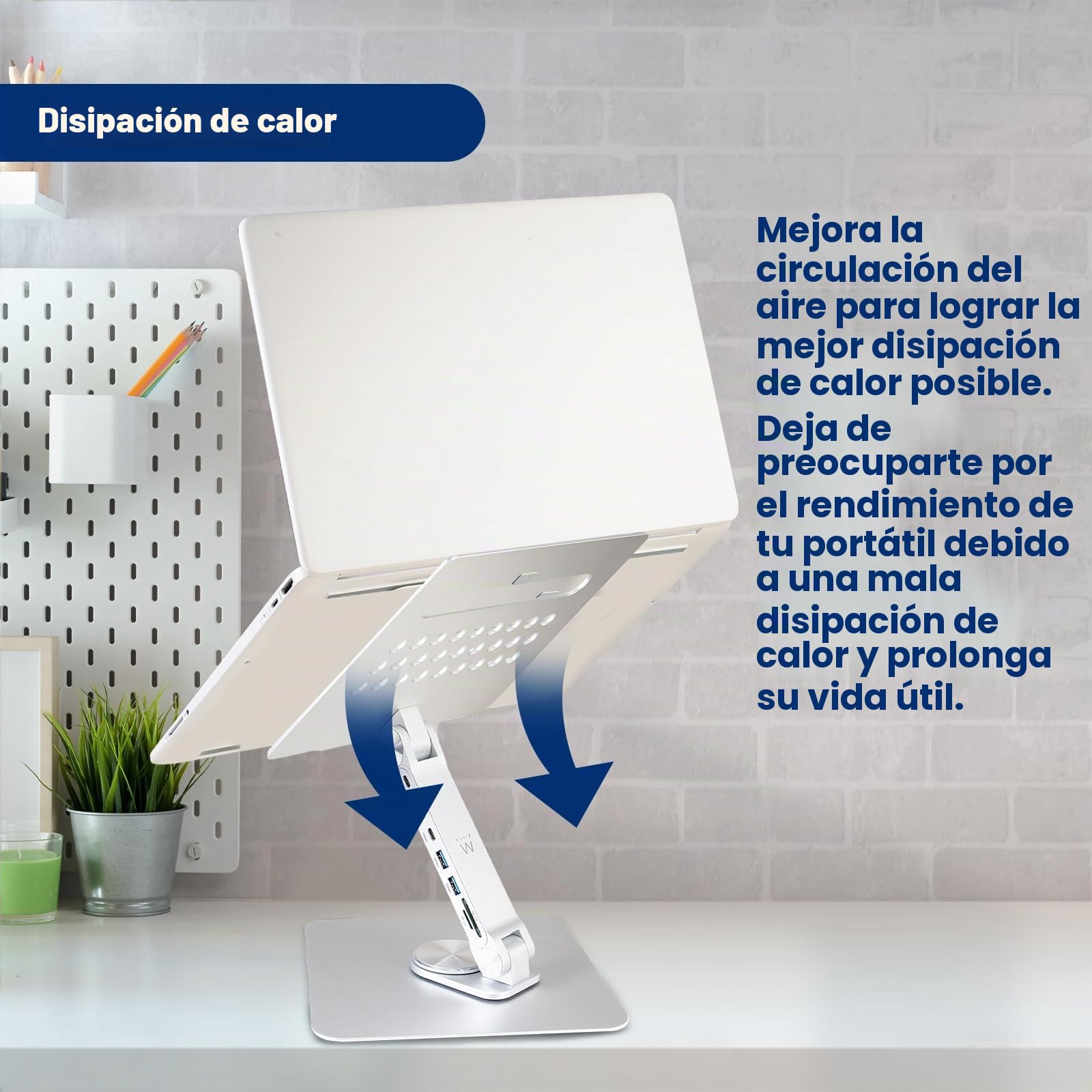 Ewent EW1269 Soporte para Portátil de Aluminio Multipuerto HDMI 4K/2x USB-A 3.0/USB-C 3.0/PD 100W/SD