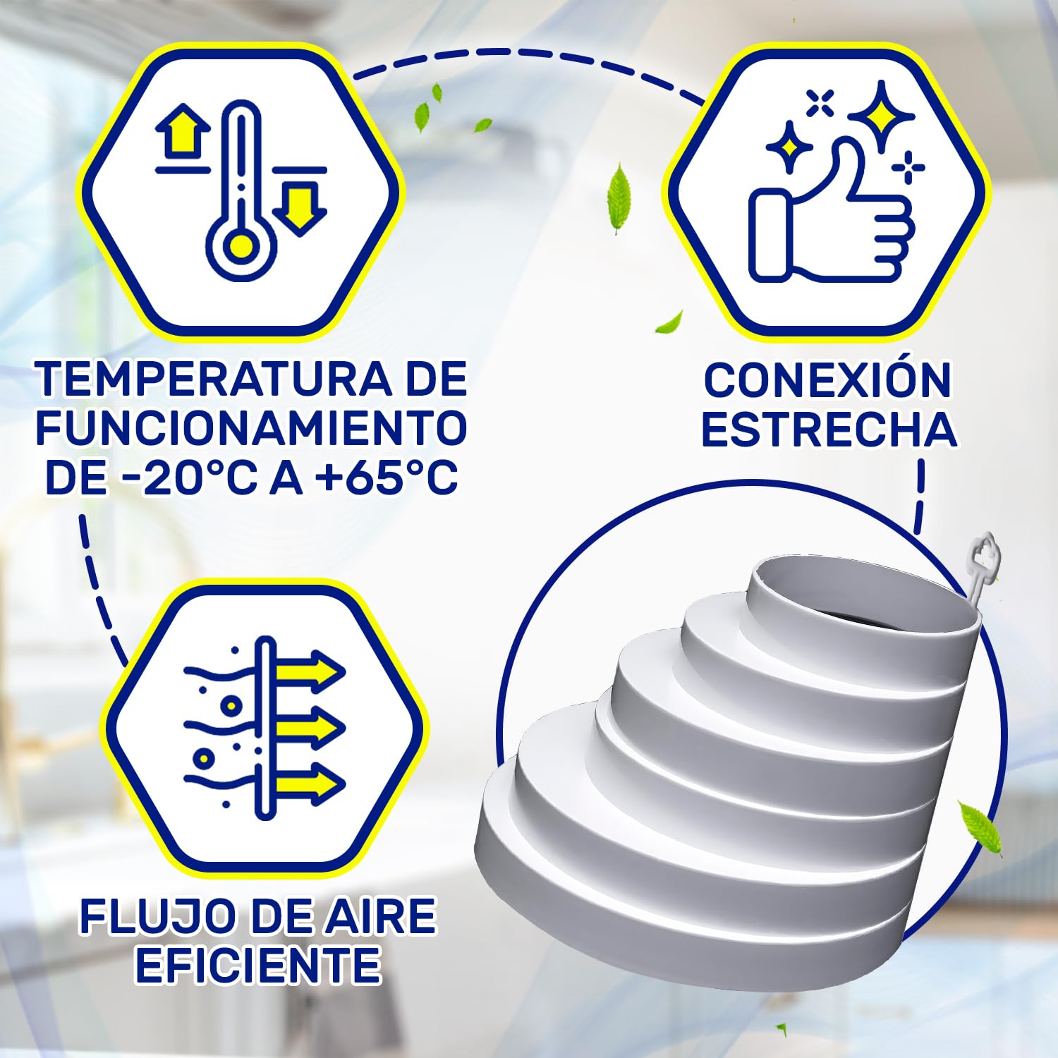 Manguito Reductor Tubo Campana Extractora Excéntrico para Tubo Redondo Ø 80-160 mm Temperatura de Trabajo 60°C - Garantía de 10 Años - MONTERAL