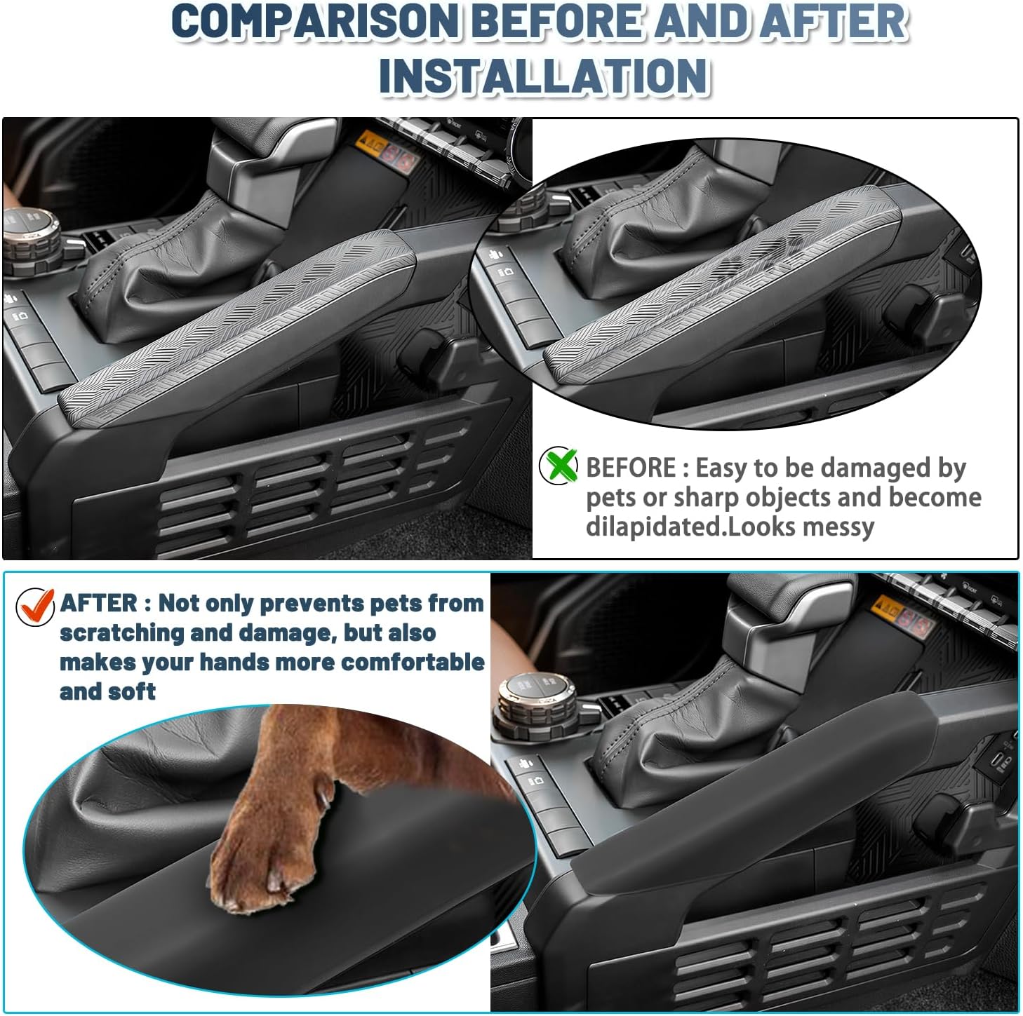 Ruiya Gear Shift Console Side Grab Handle Covers for 2025 2026 Toyota 4Runner /2024-2026 Tacoma, Soft Silicone Inner Armrest Protector Trim, 2025+ Toyota 4Runner 6th Gen Interior Accessories