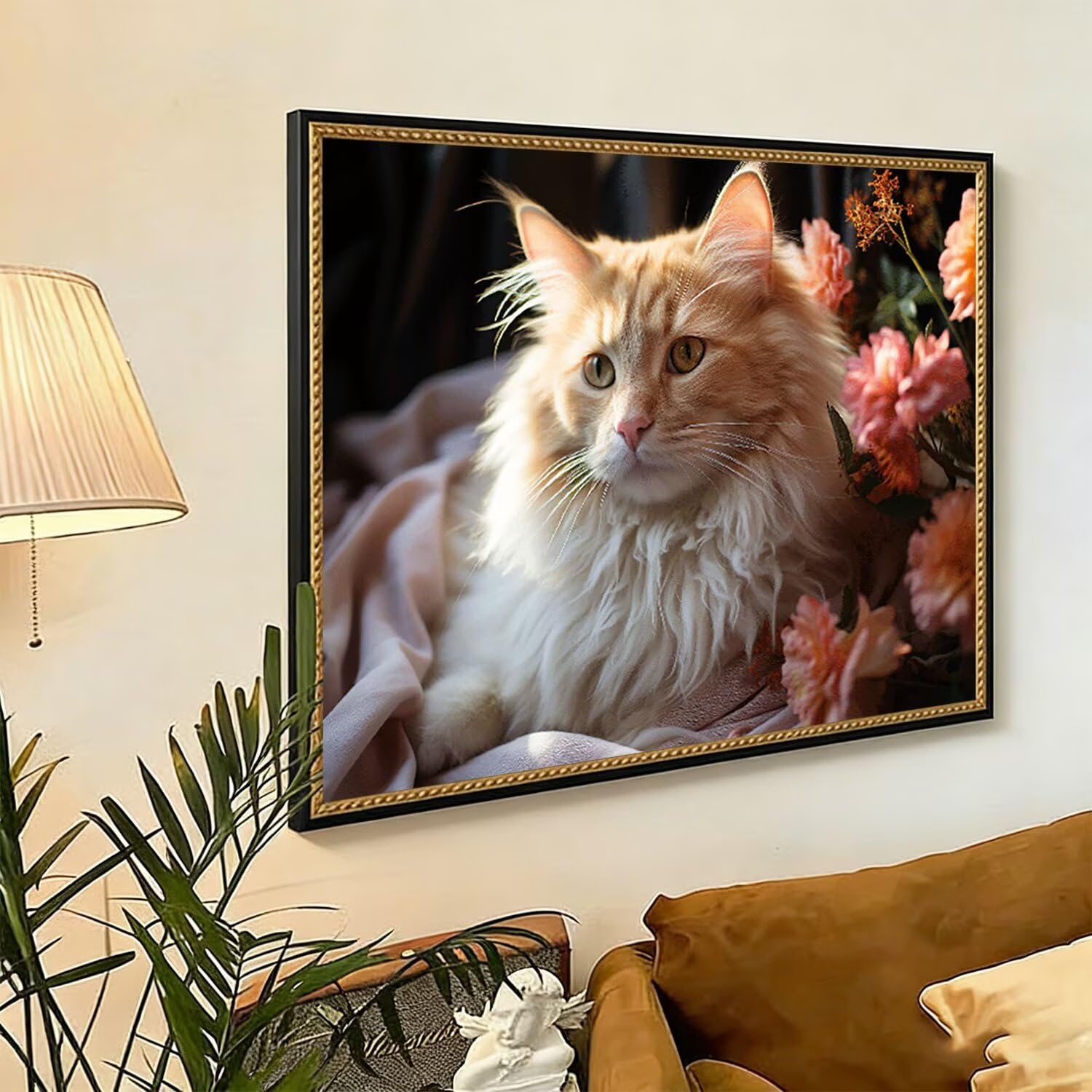 Zestaw do malowania diamentami dla kotów, DIY kwiat diamentowy obraz duży 90 x 70 cm, 5D diamenty kryształowy haft krzyżykowy zestaw artystyczny, DIY obrazy diamentowe malowanie dekoracja domu W-932