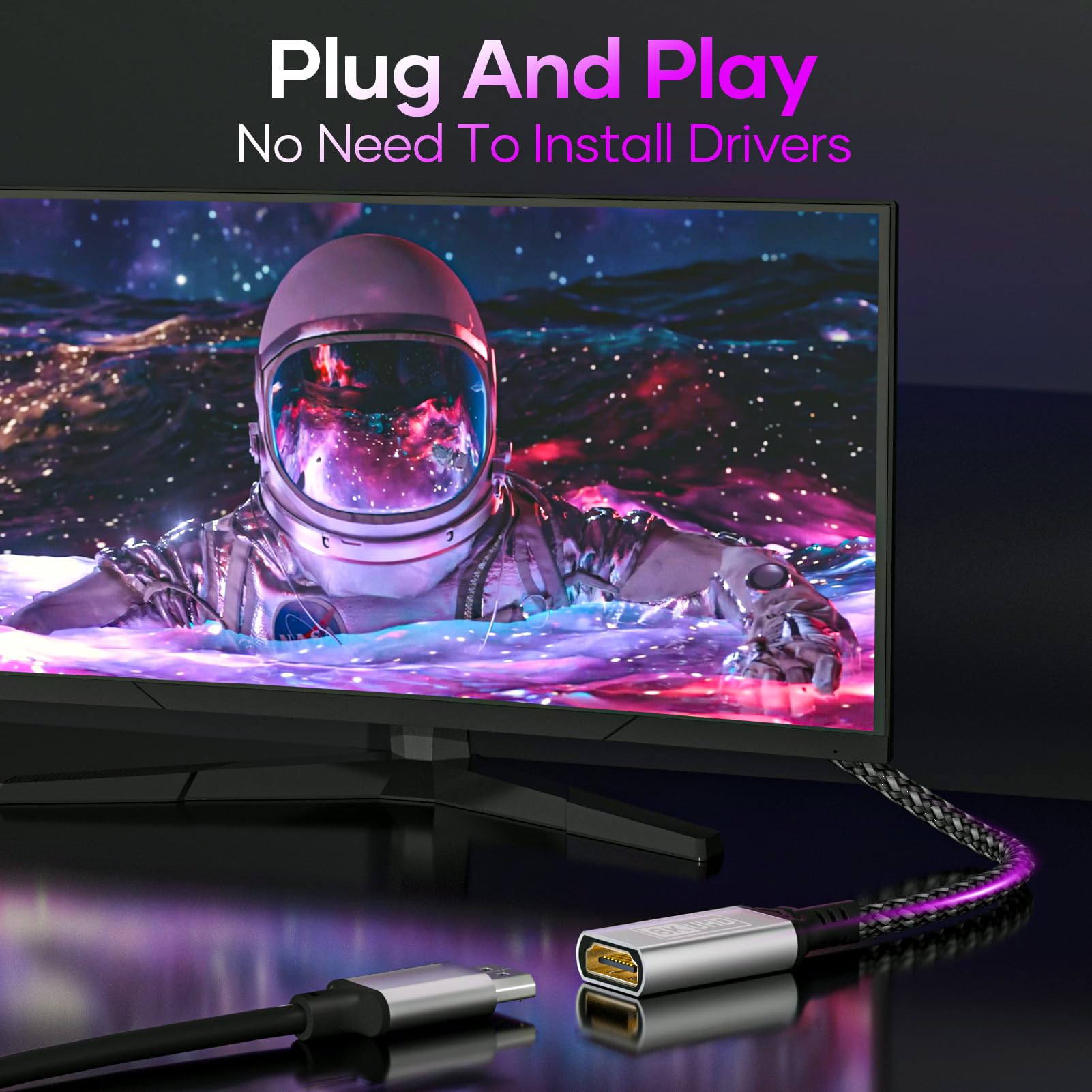 Rallonge HDMI 2.1 1M 8K@60HZ 4K@120HZ 144HZ 48Gbps UHD eARC HDCP 2.3 HDR10+
