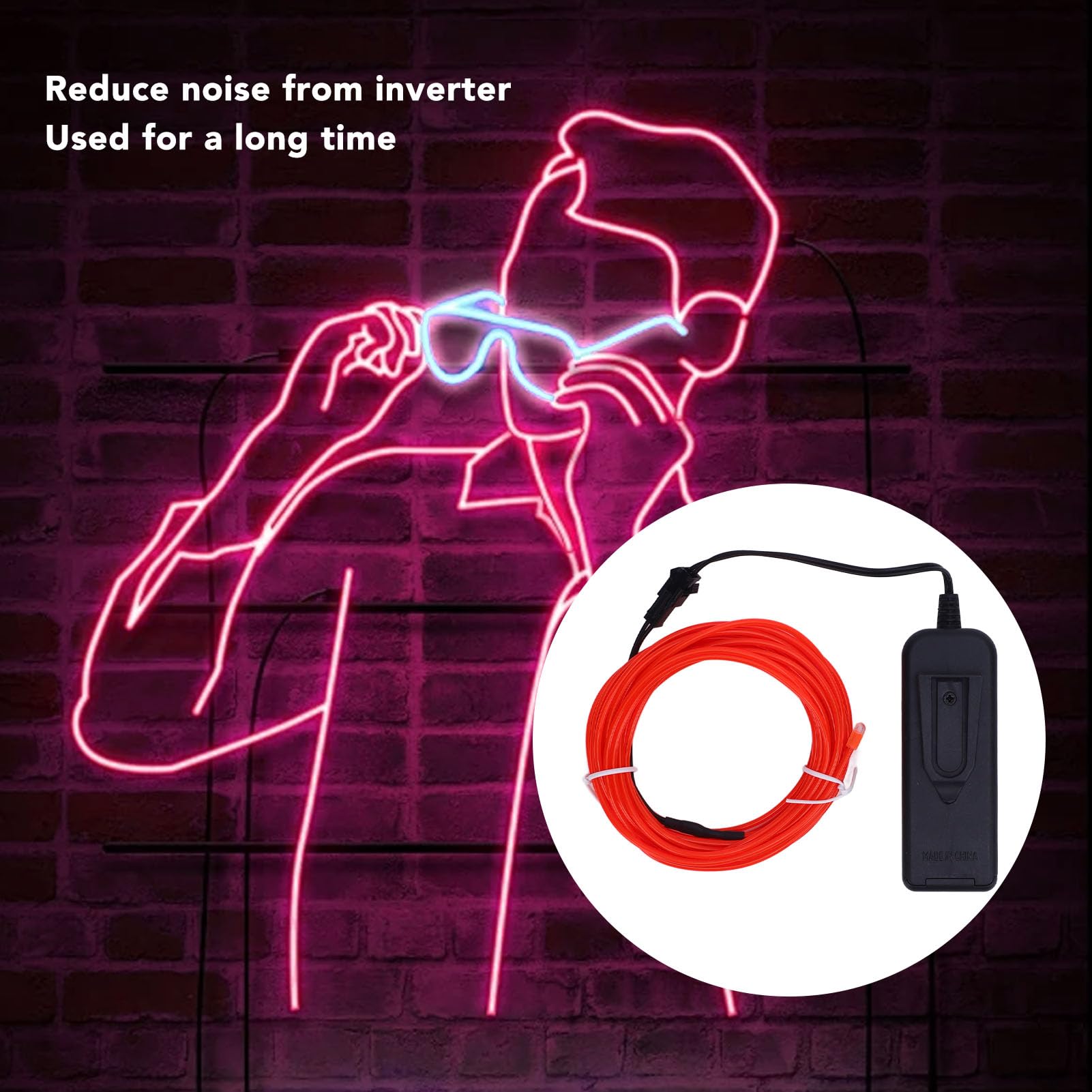 Walfront EL Wire, Glowing Rope Lights 16.4ft Portable Neon Rope Light with Battery Controller, LED Strip Lights for Christmas Party Decorations, Halloween