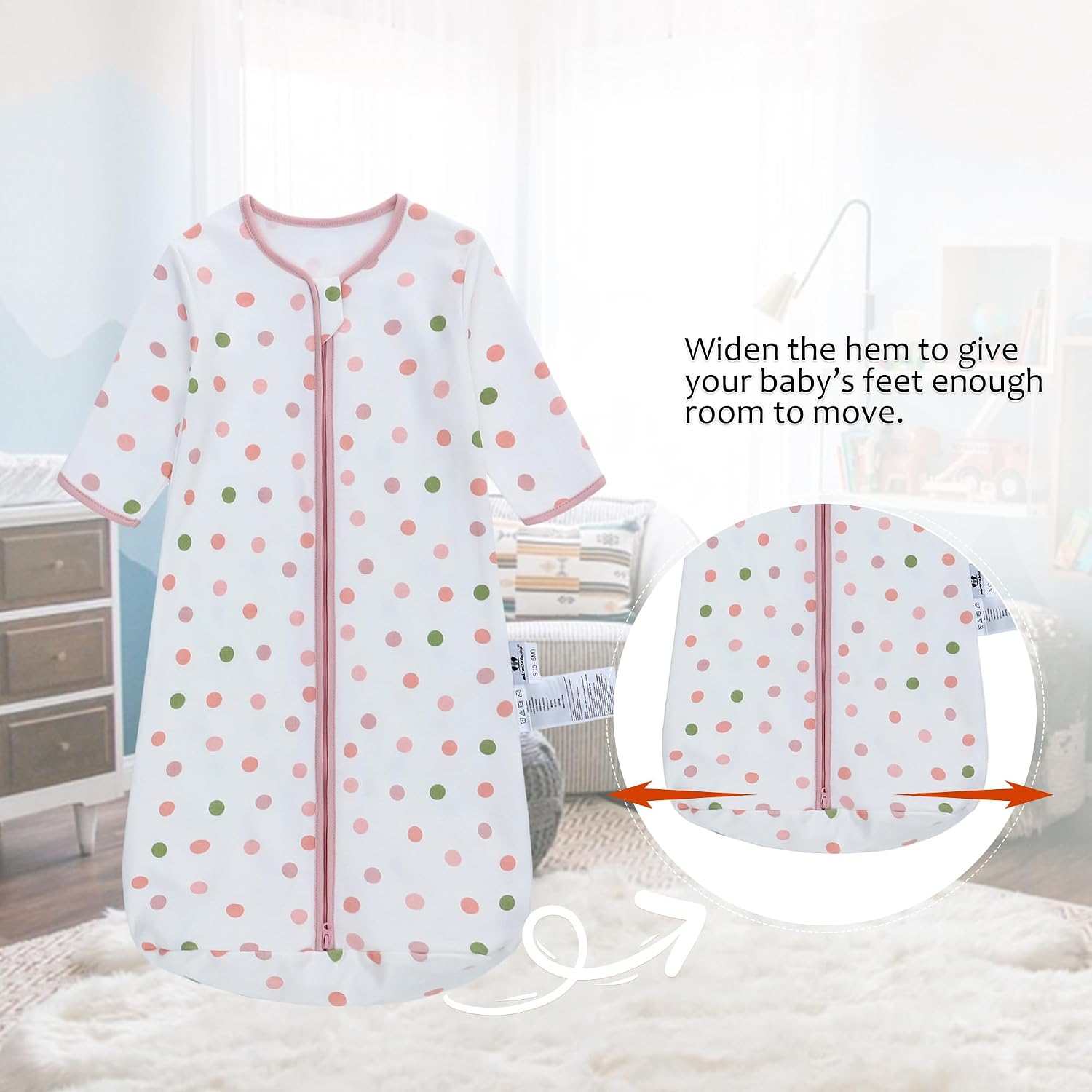 Miracle Baby Sleep Sack - 100% Breathable Cotton Wearable Blanket, Long Sleeve Sleeping Sack for Infant 0-18 Months(3 Pack)