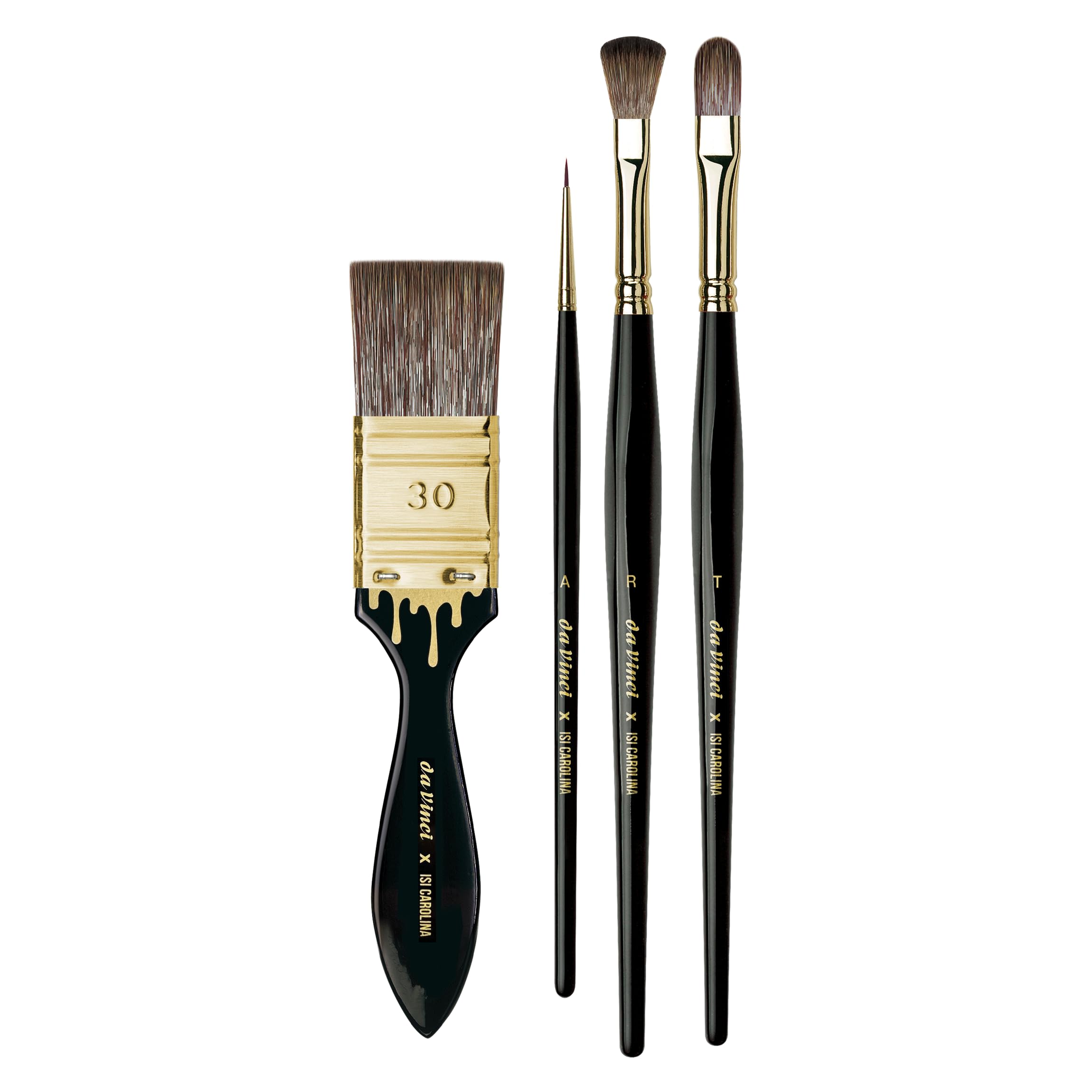 da Vinci, ISI CAROLINA ART, Signature Edition, set, per pittura moderna a olio e acrilico, pennelli per sfumature, per velature, manico lungo, Made in Germany, misure A, R, T e 30