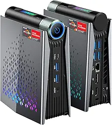 ACEMAGICIAN Mini PC para jogos Ryzen 9 6900HX - AMD Radeon 680M 32GB DDR5 512GB NVMe SSD, mini computadores RGB Lights | WiFi6 | BT5.2 | Dual Channel | Mini Desktop de 3 modos | Até 4,9 GHz