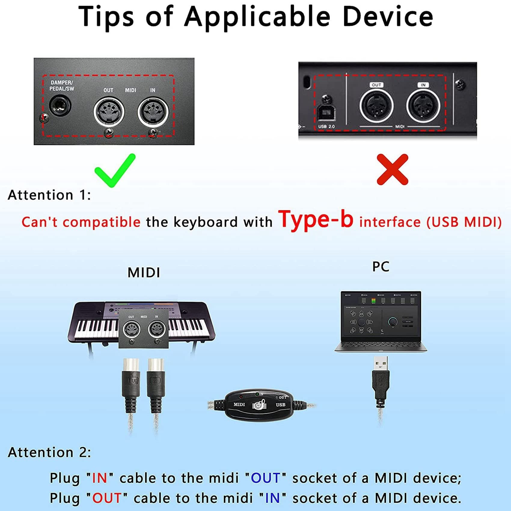 Adattatore USB A MIDI 5 Pin - Interfaccia Per Tastiere, Pianoforti Digitali E Dispositivi Musicali, Plug And Play