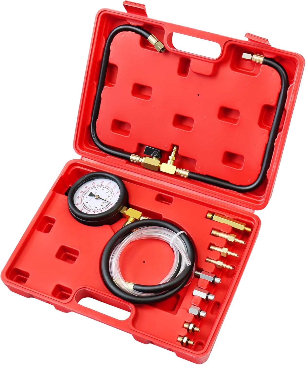 Buy JIFETOR Universal Auto Gasoline Gas Fuel Injection Pressure Tester Gauge Tool Set Only for