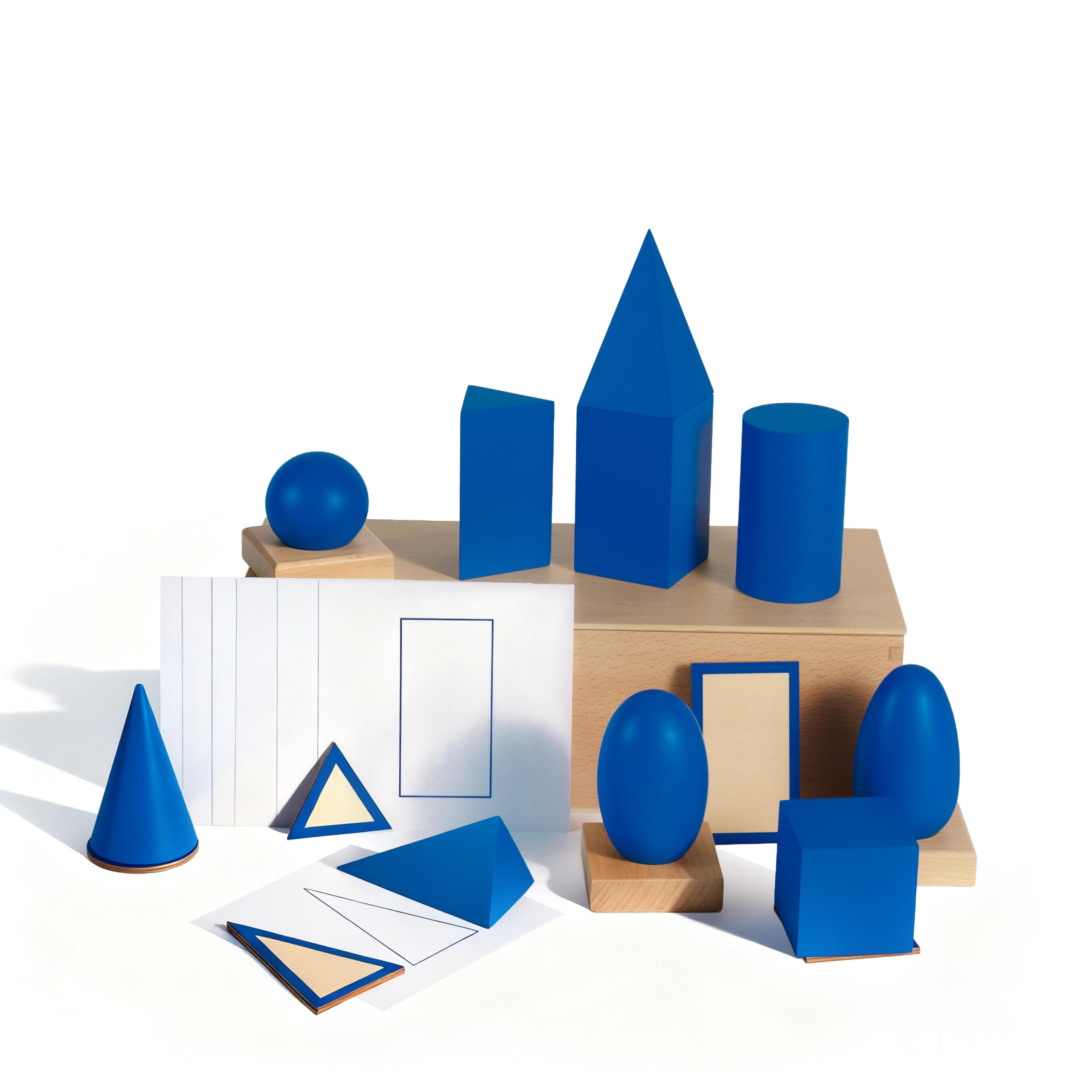 Premium Montessori zestaw materiałów sensorycznych 1 z różową wieżą i brązowymi schodami – 14 zabawek sensorycznych z drewna bukowego dla dzieci w wieku 3-6 lat, do przedszkola i szkoły