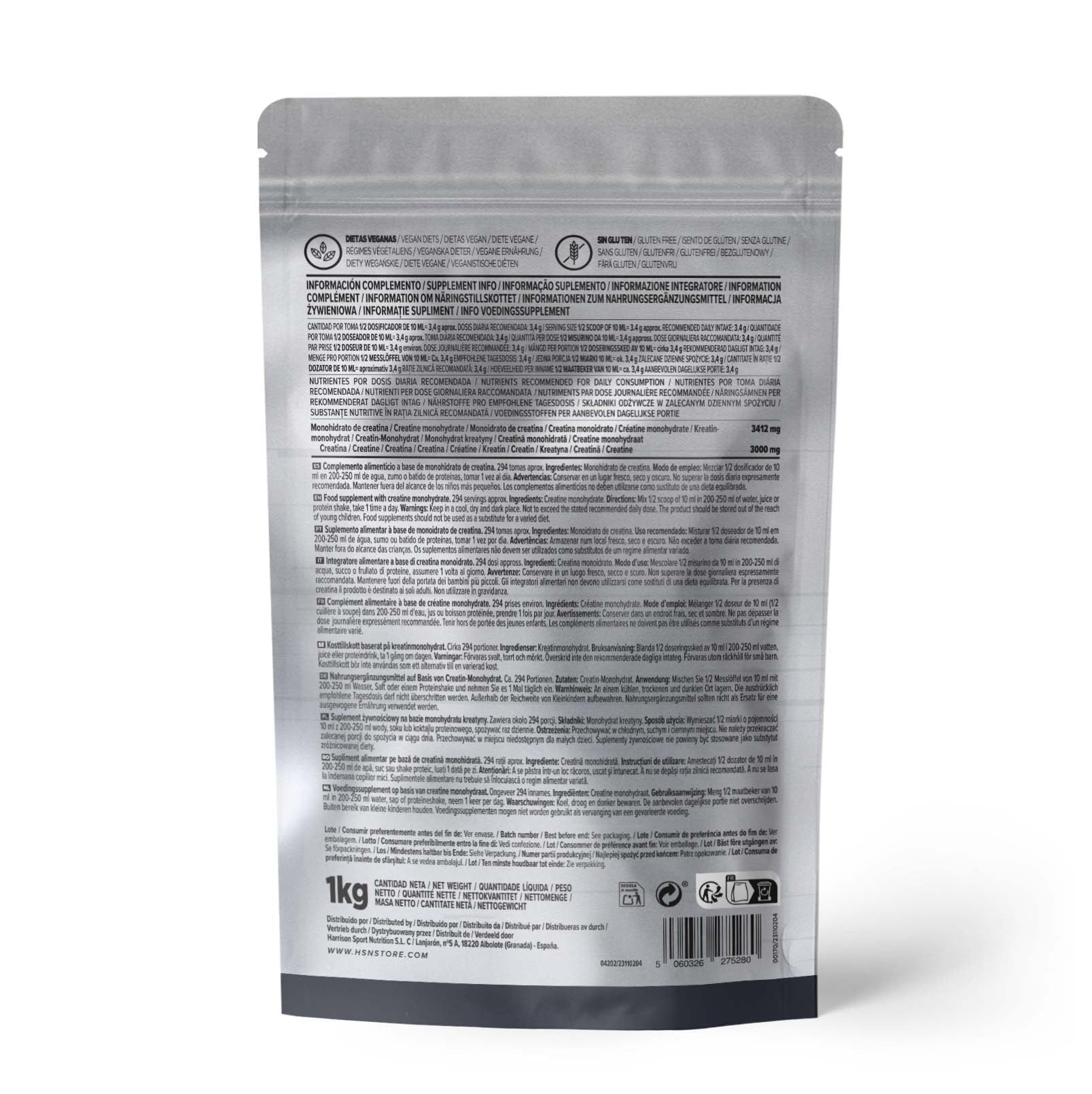 HSN Micronized Creatine Monohydrate 1 kg | 100% Pure, Unflavored | Vegan, Gluten Free and No Additives | High Solubility and Maximum Purity | Does Not Include Doser - 2