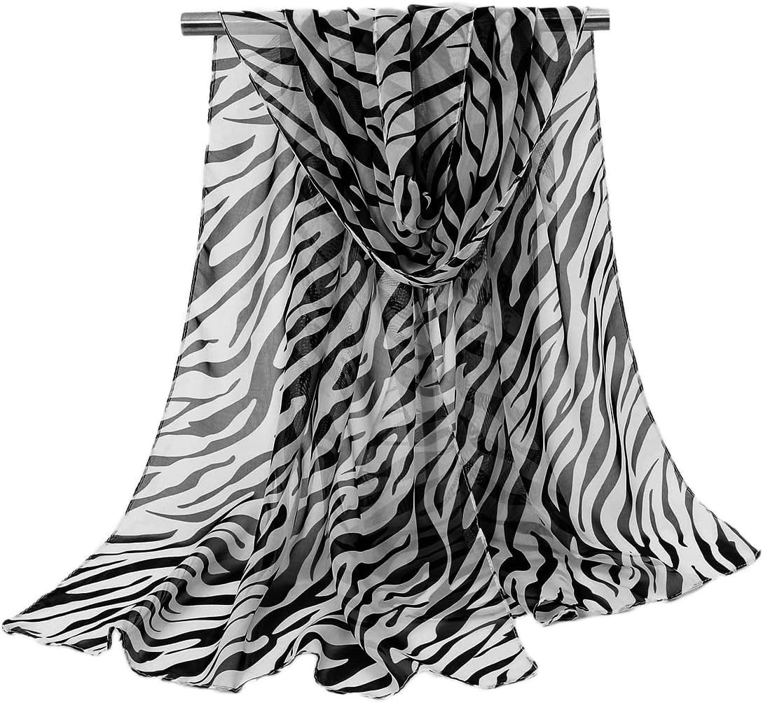 Scialle Donna Leggero Con Stampa Leopardata - Sciarpa Floreale Per Estate, Viaggi E Protezione Solare - Foto 9