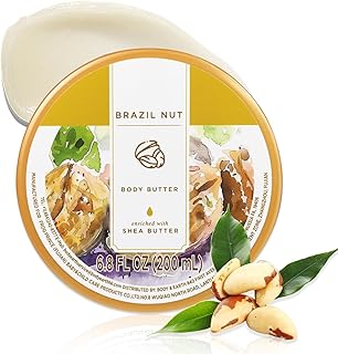 Brazil Nut Body Butter, Brazilian Body Butter Cream, Body Moisturizer for Dry Skin, Natural Shea Butter for Body Care, Deep Moisturizing and Softening-200ml(6.8 floz)