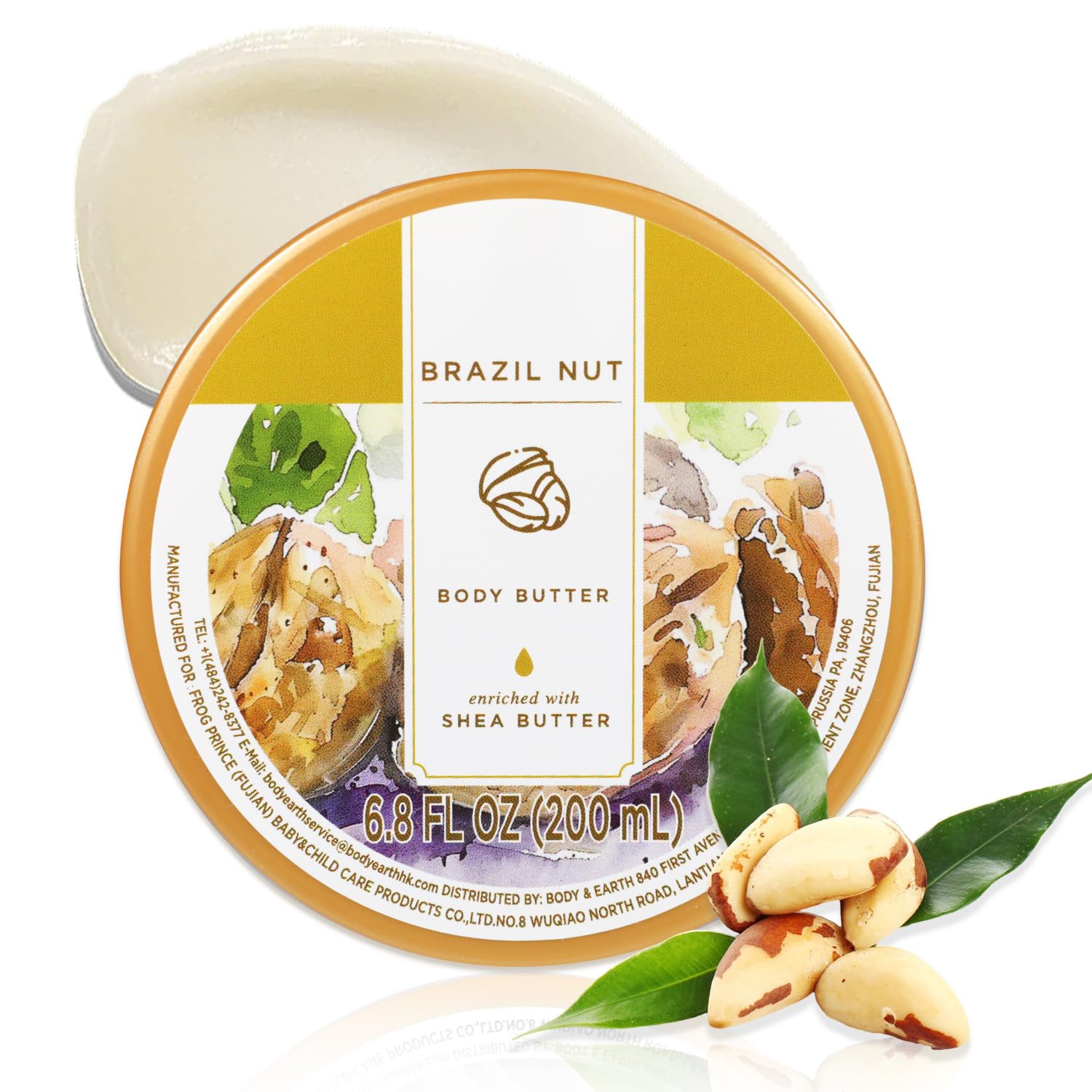 Princess Belle Brazil Nut Body Butter, Brazilian Body Butter Cream, Body Moisturizer for Dry Skin, Natural Shea Butter for Body Care, Deep Moisturizing and Softening-200ml(6.8 floz)