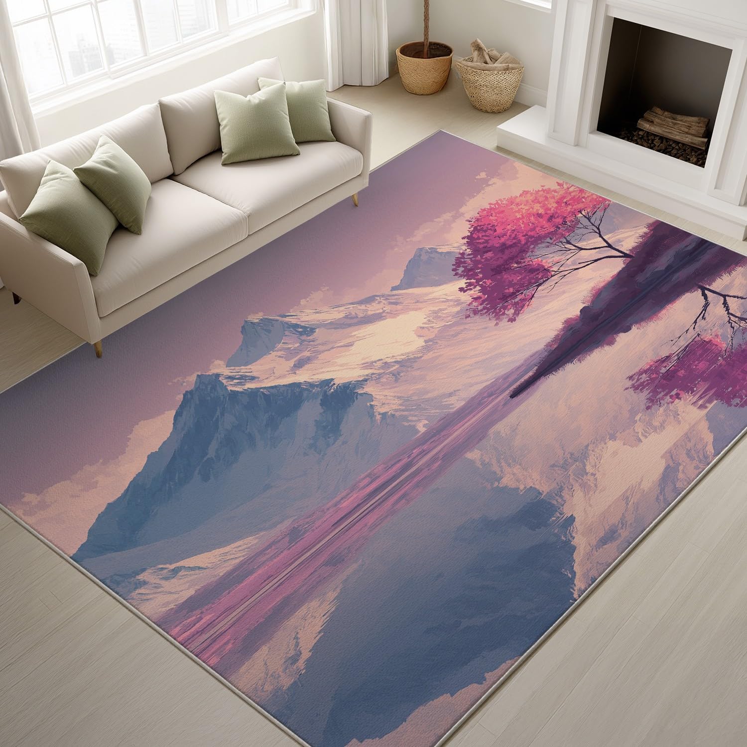 Tapis antidérapant pour chambre évitant les glissades motif rose