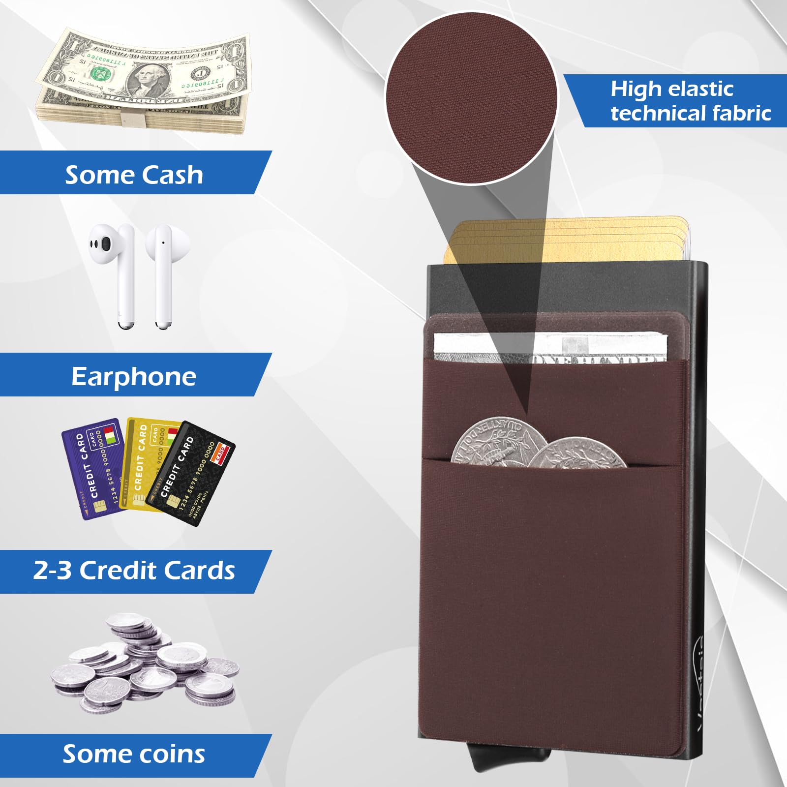 Vastaia Portafoglio da uomo in pelle piccolo con portamonete | Portafoglio da uomo e da donna Slim con protezione RFID | Slim Wallet con scomparto per monete, caffè, Kartenetui-Stil, Minimalista