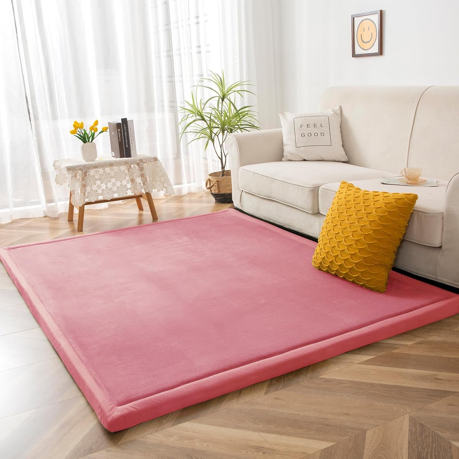 DSSHENGDS Living Room Home Decor Coral Fleece Area Rug,Modern Nursery Washable Kids Bedroom Rug,Girls Boys Soft Non-slip Soft Mat,2cm Thick Kids Carpet-H- 150 * 180cm