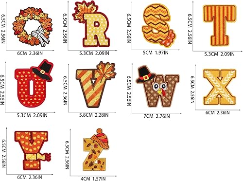 Miniatura 3 de 26 piezas de parches para planchar y coser de Acción de Gracias de dibujos animados de la A a la Z, parches de hierro con letras de la A a la Z,