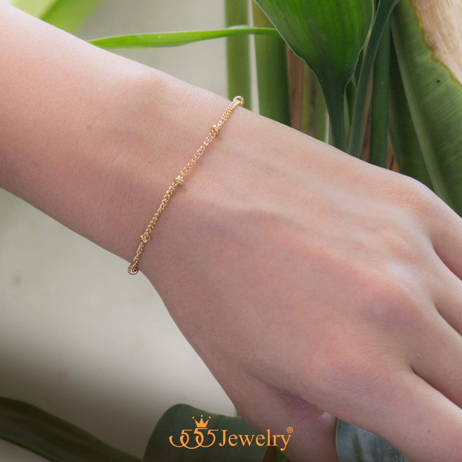 555Jewelry 2mm Stainless Steel Adjustable Ball Bead Bracelet for Women 7.5 Inch - Image 2