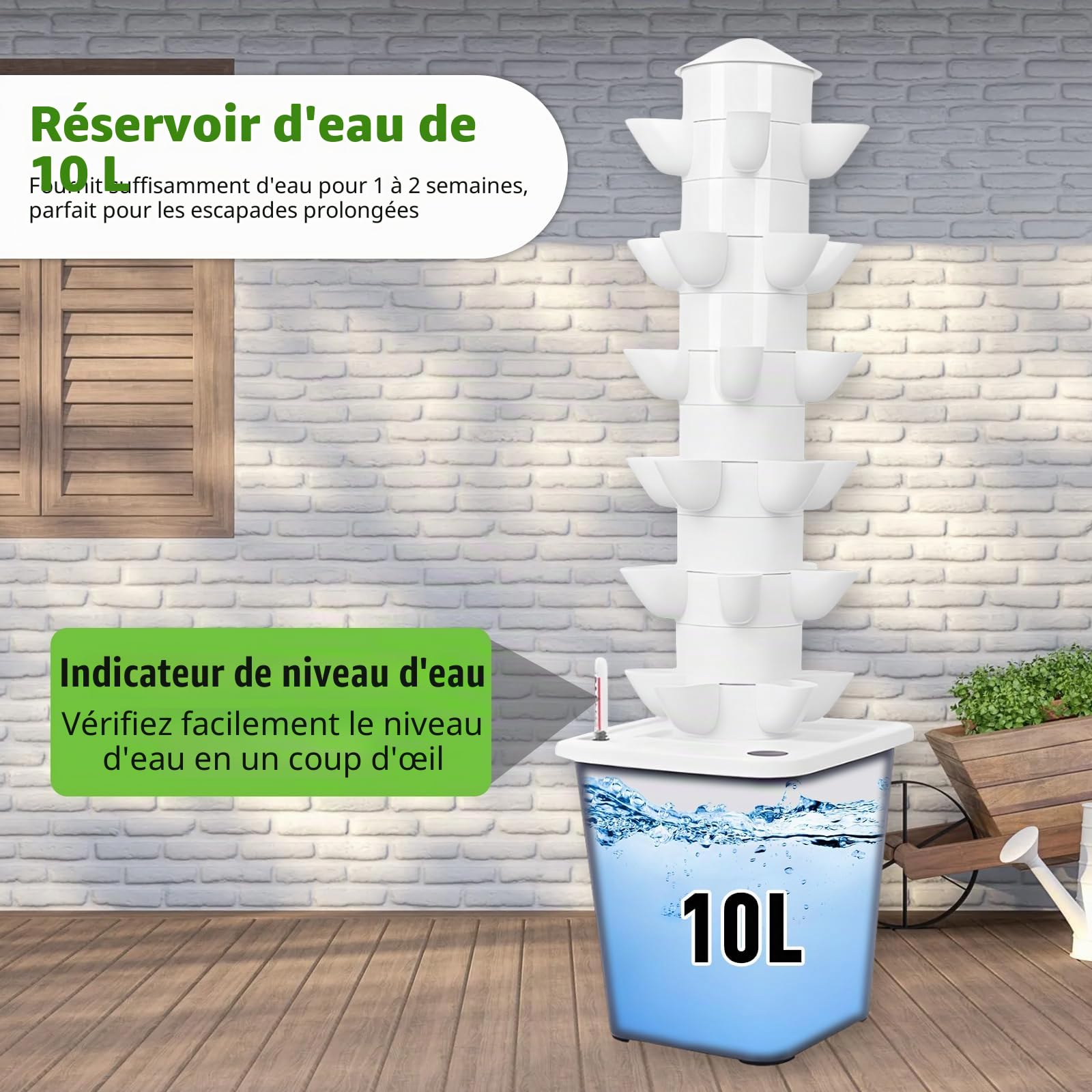 Système de culture hydroponique LIROPAU - Tour de jardin hydroponique 30 bacs pour herbes, fruits et légumes d’intérieur, kit de culture aéroponique avec pompe hydratante et réservoir d’eau mobile