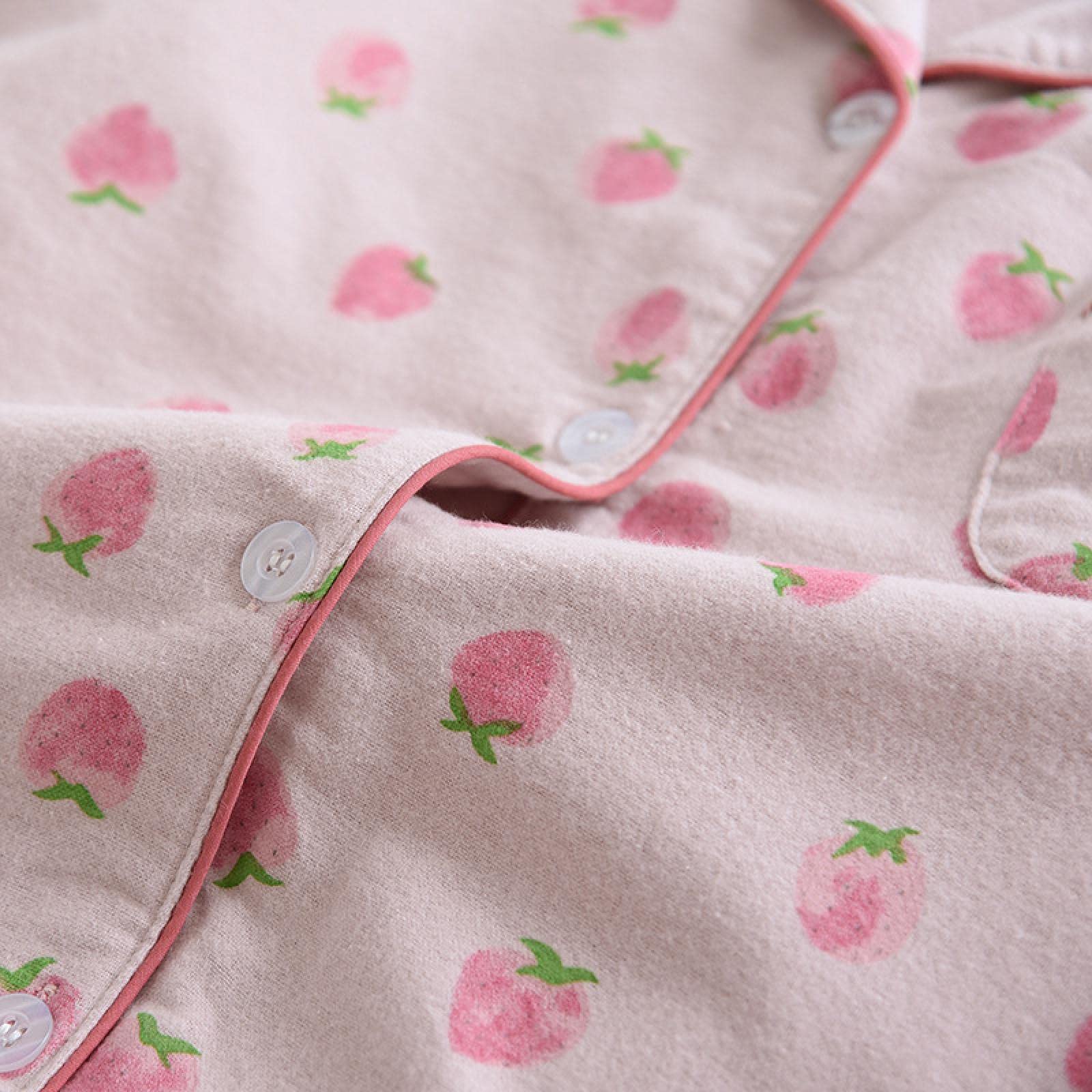 Un Pijama Cómodo Pijamas De Mujer Pijamas De Mujer Pijamas De Otoño Conjunto De Pijamas De Mujer Pantalones De Manga Larga De Algodón Puro Ropa De Dormir para Mujer,Strawberry-Blue-M