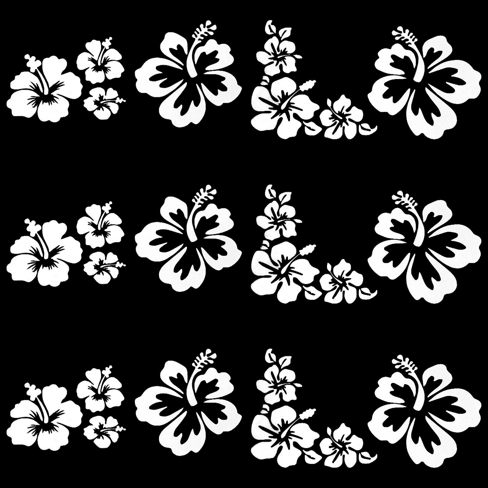 GORGECRAFT 4 hoja de Pegatinas para Coche con Flores de Hibisco Tamaño Grande 6 unidades de Flores Hawaianas Protección Solar Autoadhesivas Accesorios para Coche Decoración Exterior Automotriz(Blanco) — view 23