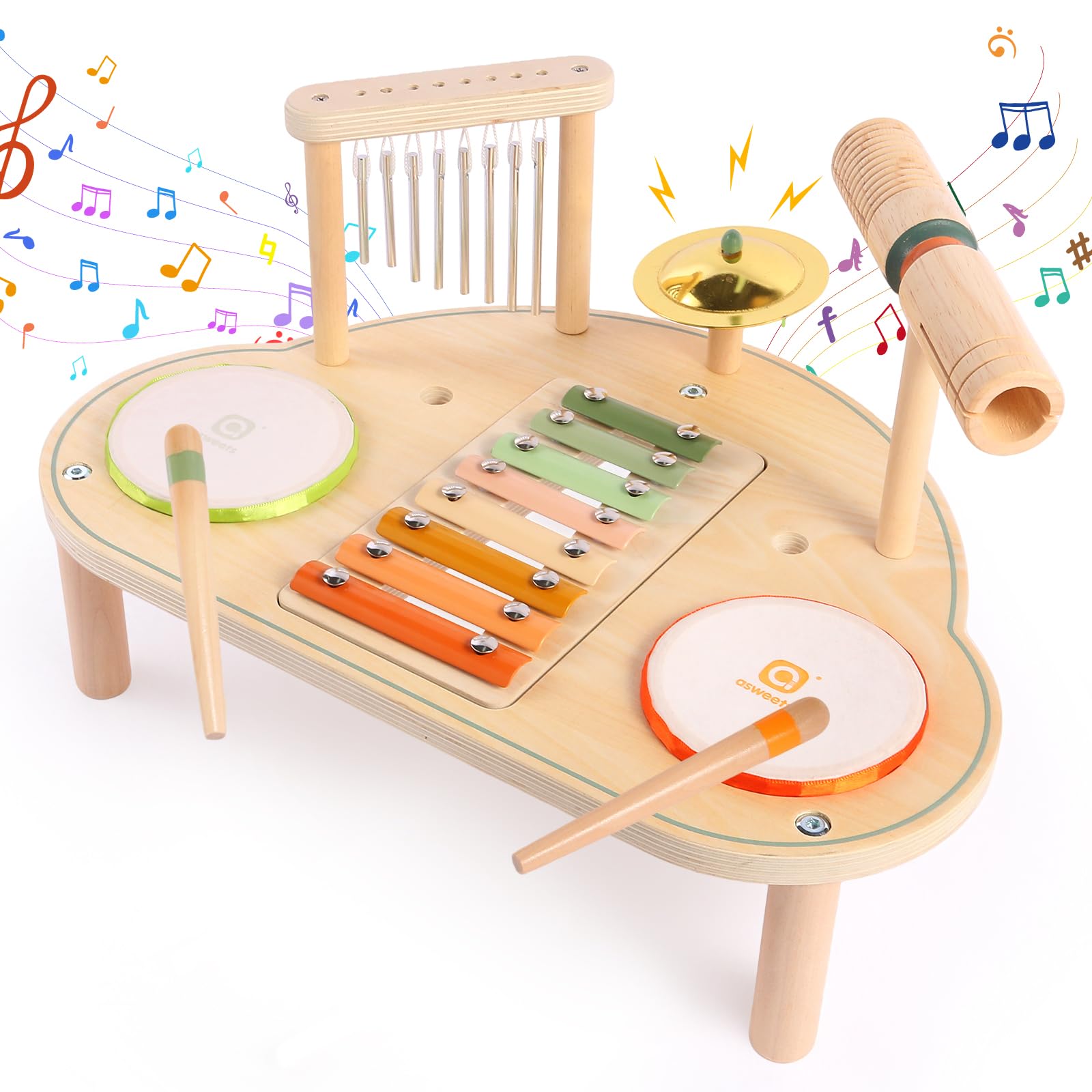 Asweets Zestaw perkusyjny dla dzieci, zestaw instrumentów muzycznych dla dzieci