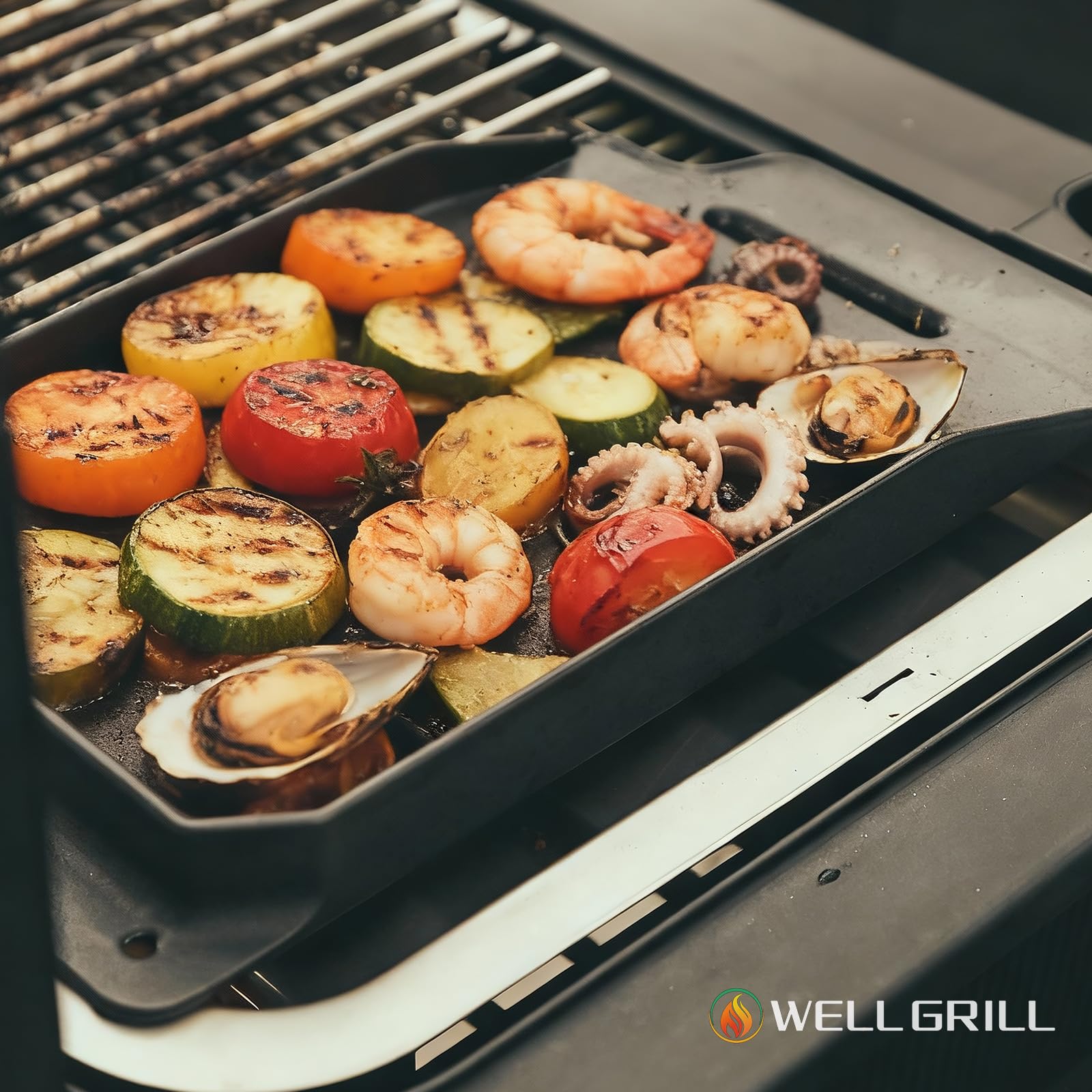 WELL GRILL Żeliwna płyta Plancha do grilla elektrycznego Severin Sevo, płyta grillowa, mata grillowa, akcesoria do grilla Severin Sevo 8106 8107 8138 8119, 34,5 x 19 cm