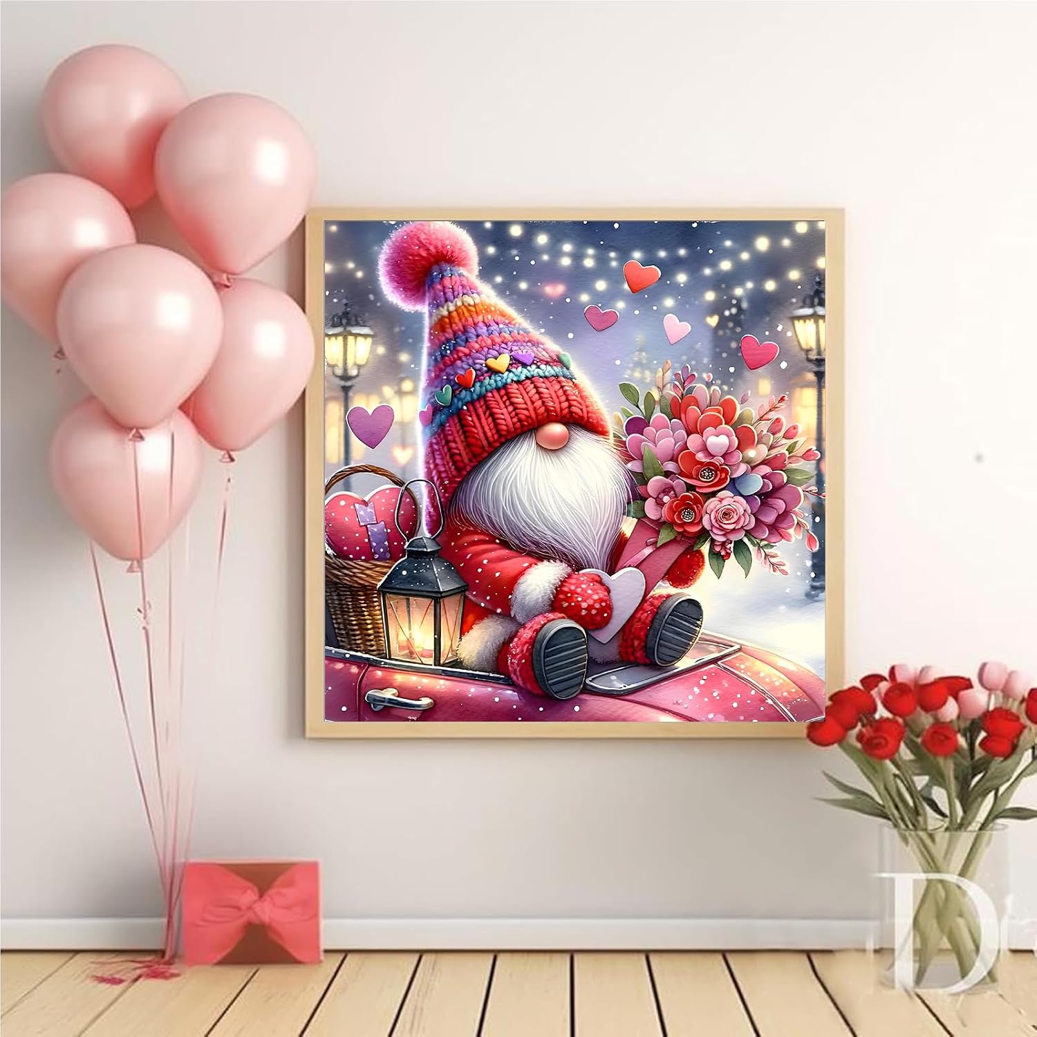 Fotasmua Valentine's Day Diamond Painting Kits for Adults, 5D Gnome Dimond Art Kits for Adult Beginners, DIY Round Full Drill Diamond Dots Paintings Gem Arts and Crafts Home Wall Decor 14 X 14 Inch